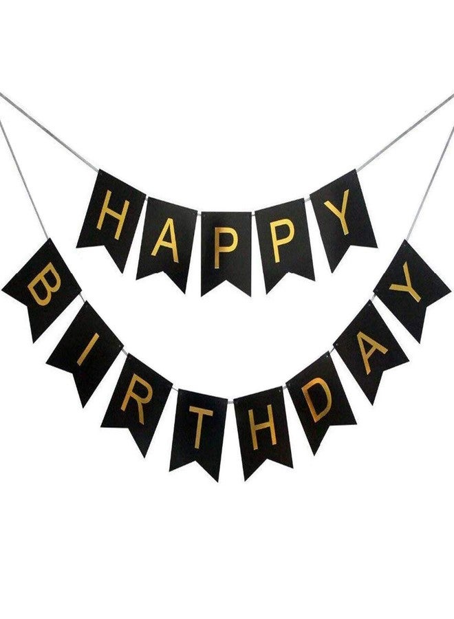 Luxaar Happy Birthday Banner Decoration for Birthday Celebration for All Age People with tag (Black) - Image 1